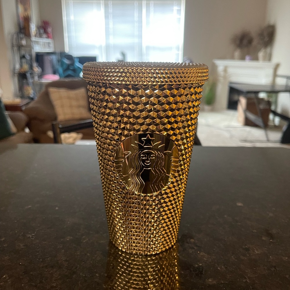 Mini gold chrome Starbucks tumbler